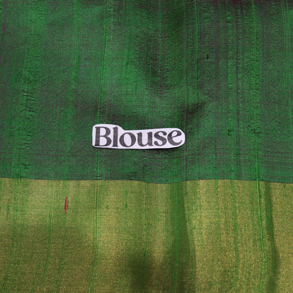 Raw Silk Pink With  Green Colour - Vaishali Silks