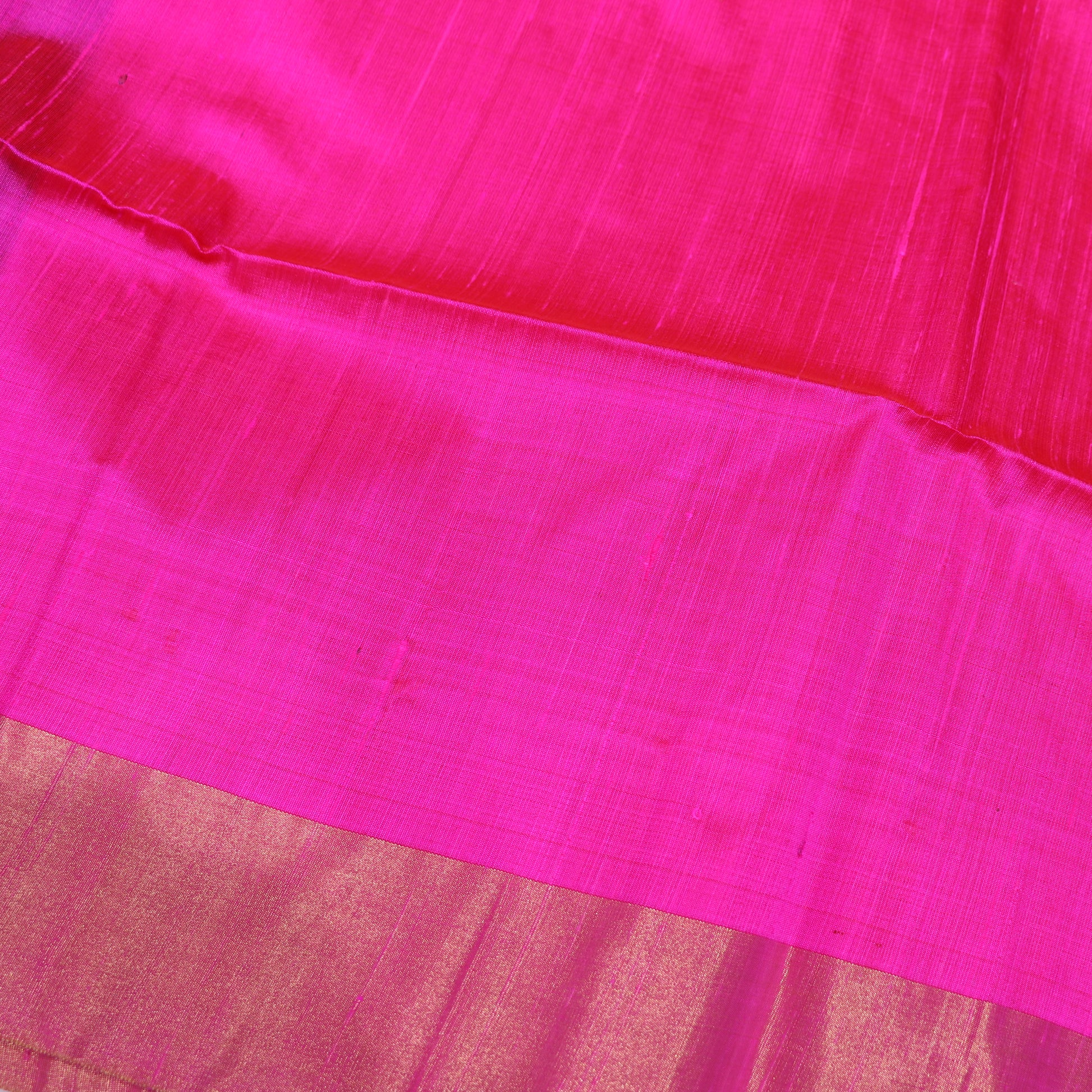 Raw Silk PInk  with Green  colour - Vaishali Silks