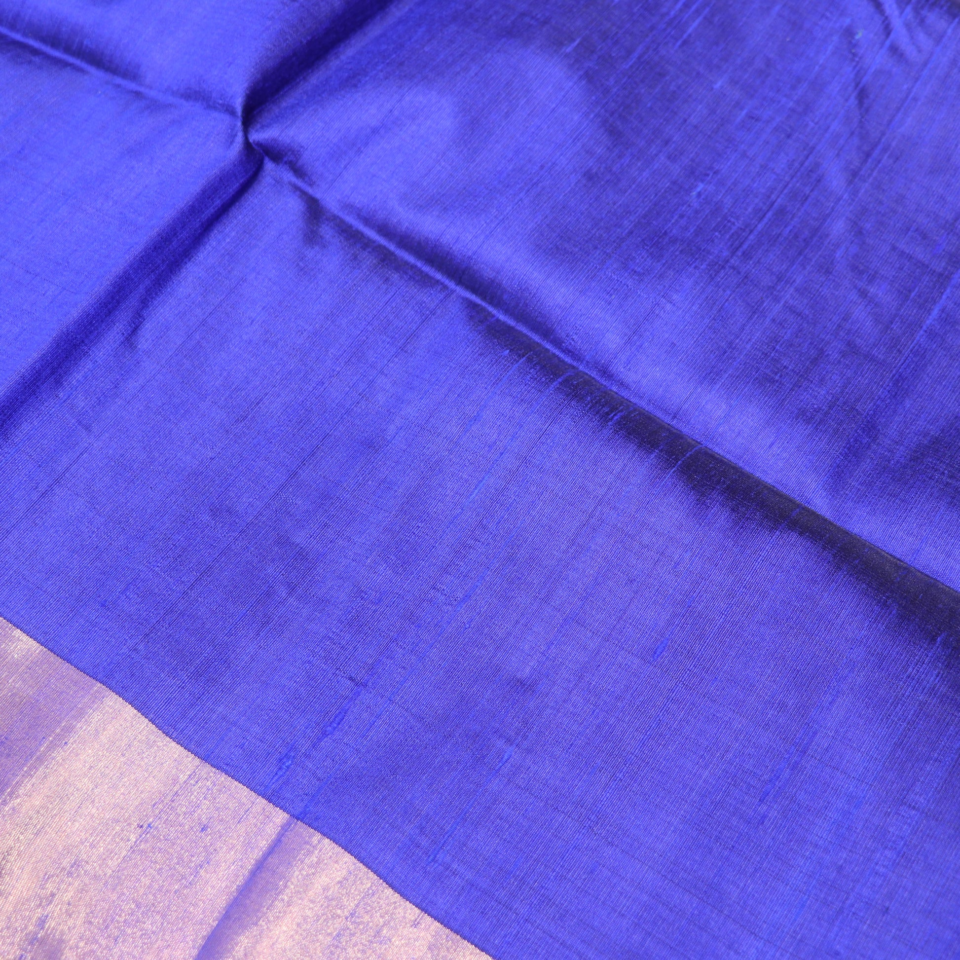 Raw Silk Blue With Orange  Colour - Vaishali Silks