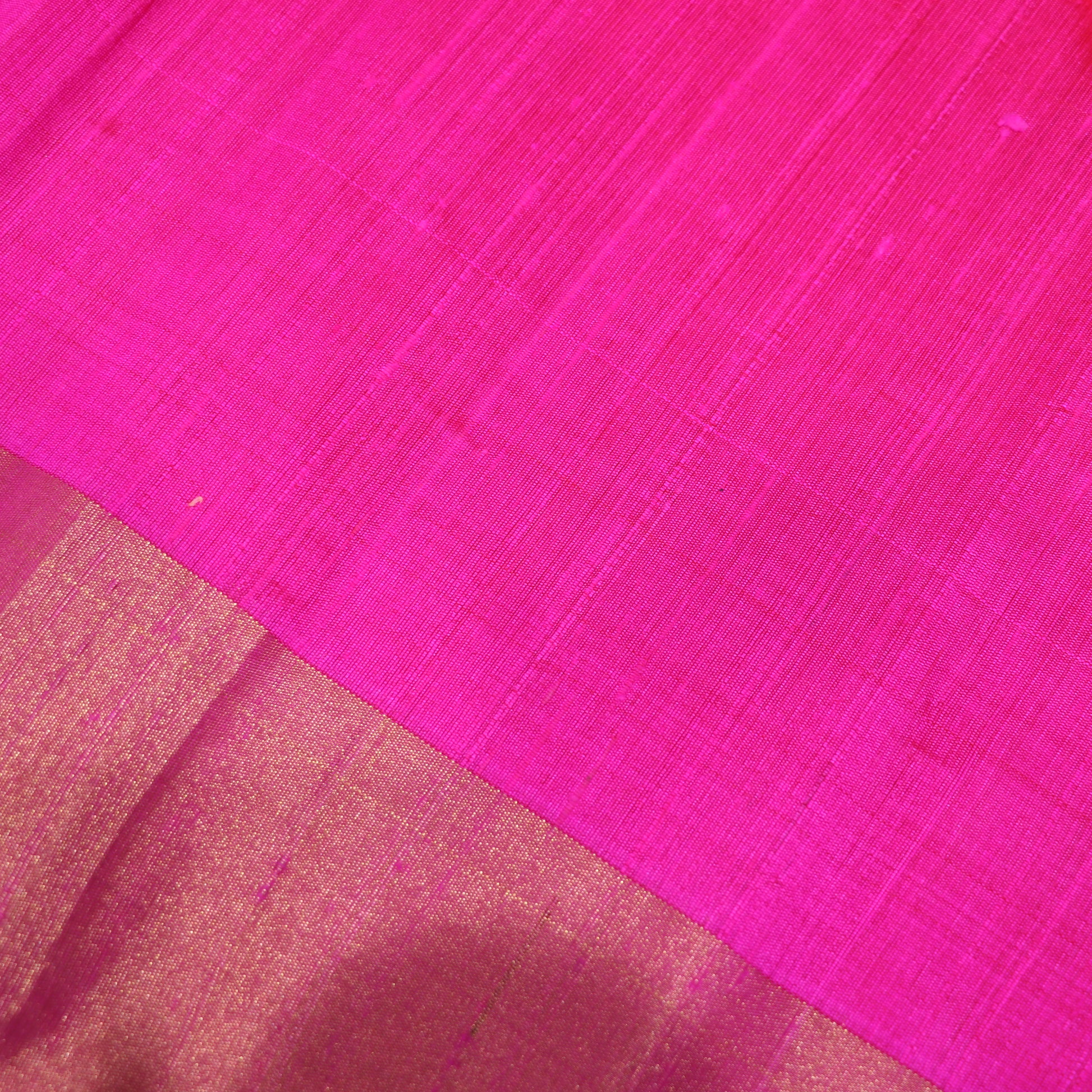Raw Silk Pink  With  Green  Colour - Vaishali Silks