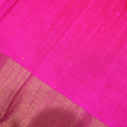 Raw Silk Pink  With  Green  Colour - Vaishali Silks