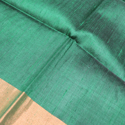 Raw Silk Green  With  Red  Colour - Vaishali Silks