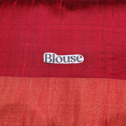 Raw Silk Green  With  Red  Colour - Vaishali Silks