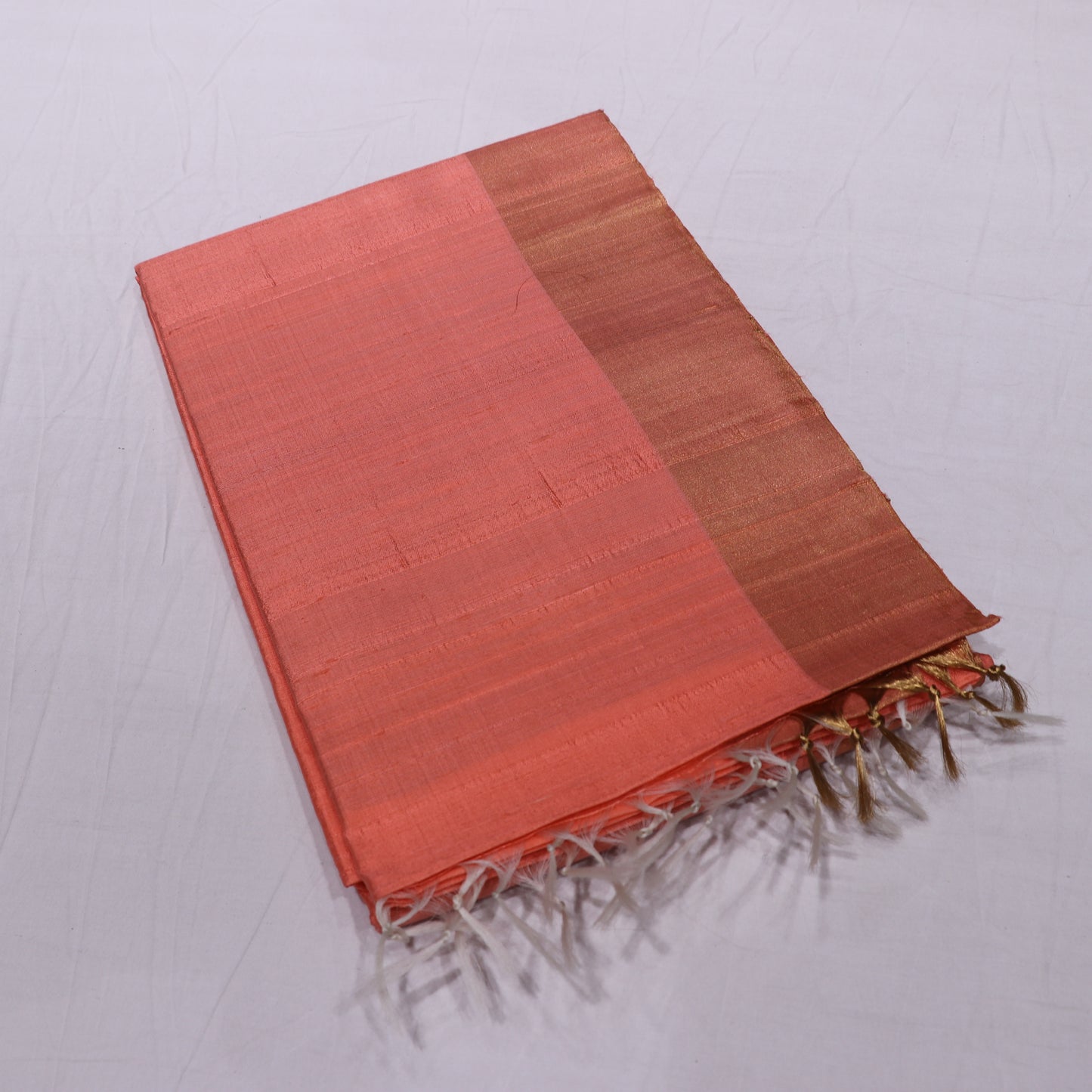 Raw Silk Peach With  Sky Blue Colour - Vaishali Silks