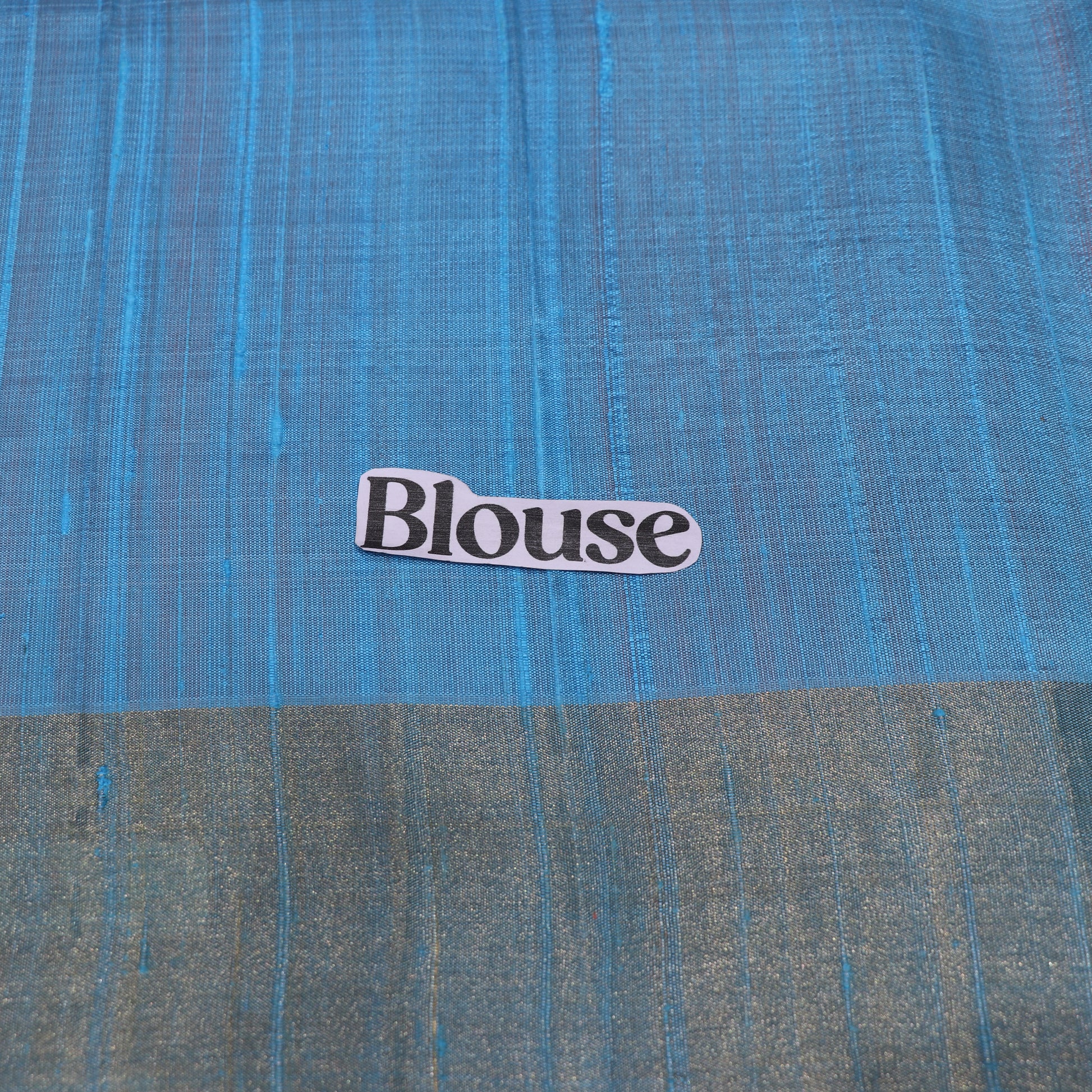 Raw Silk Peach With  Sky Blue Colour - Vaishali Silks