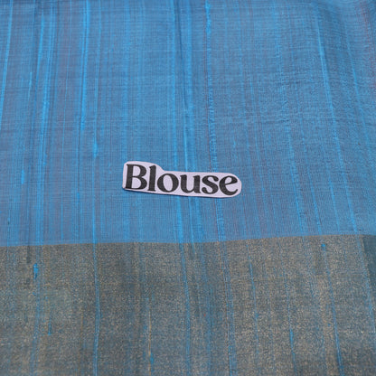 Raw Silk Peach With  Sky Blue Colour - Vaishali Silks