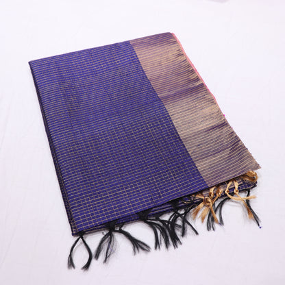 Raw Silk Blue  With  Pink Colour - Vaishali Silks