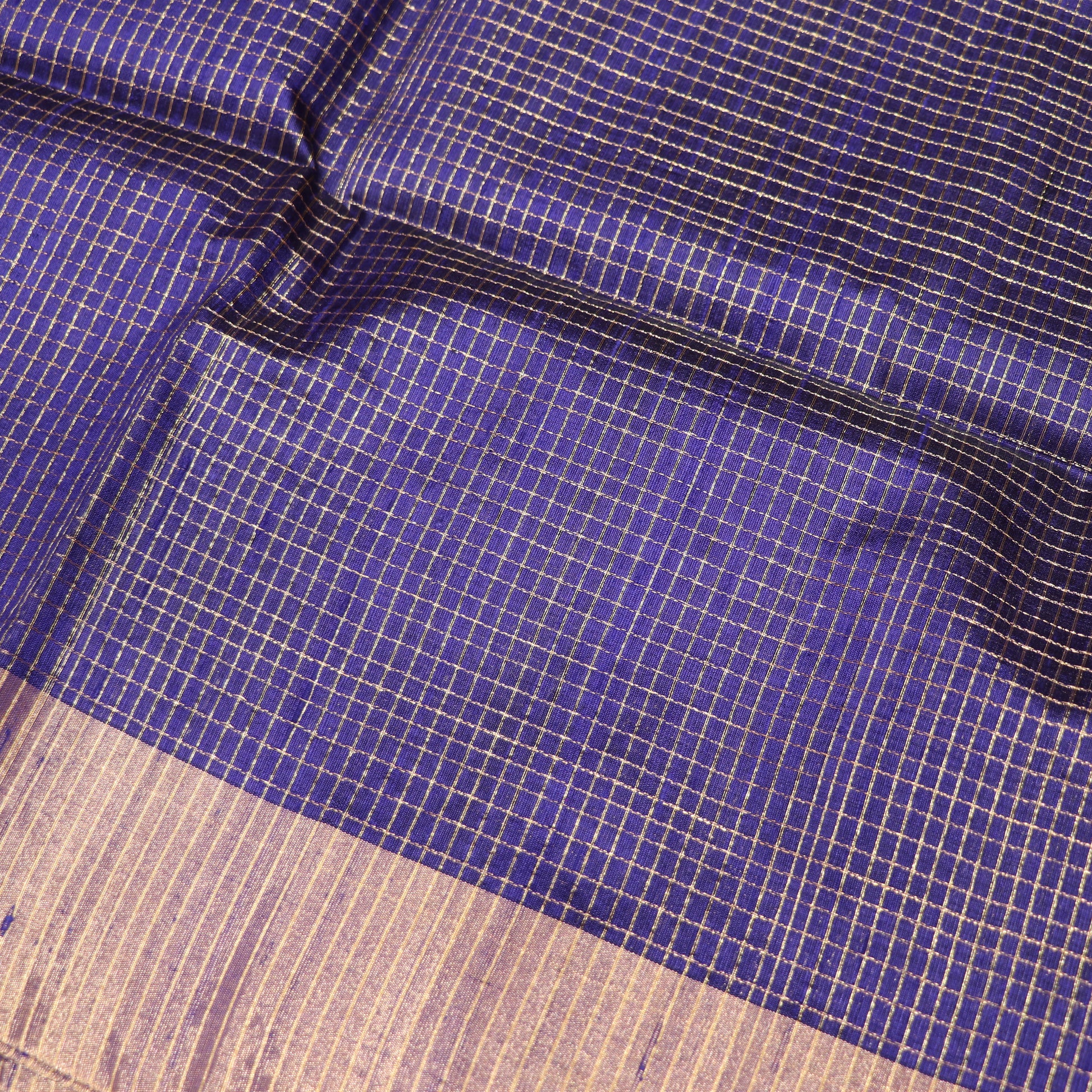 Raw Silk Blue  With  Pink Colour - Vaishali Silks