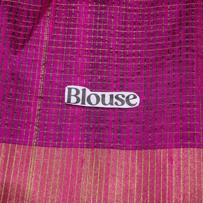 Raw Silk Blue  With  Pink Colour - Vaishali Silks