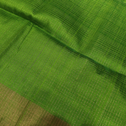 Raw Silk  Green  With  Pink  Color - Vaishali Silks