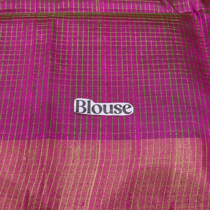Raw Silk  Green  With  Pink  Color - Vaishali Silks
