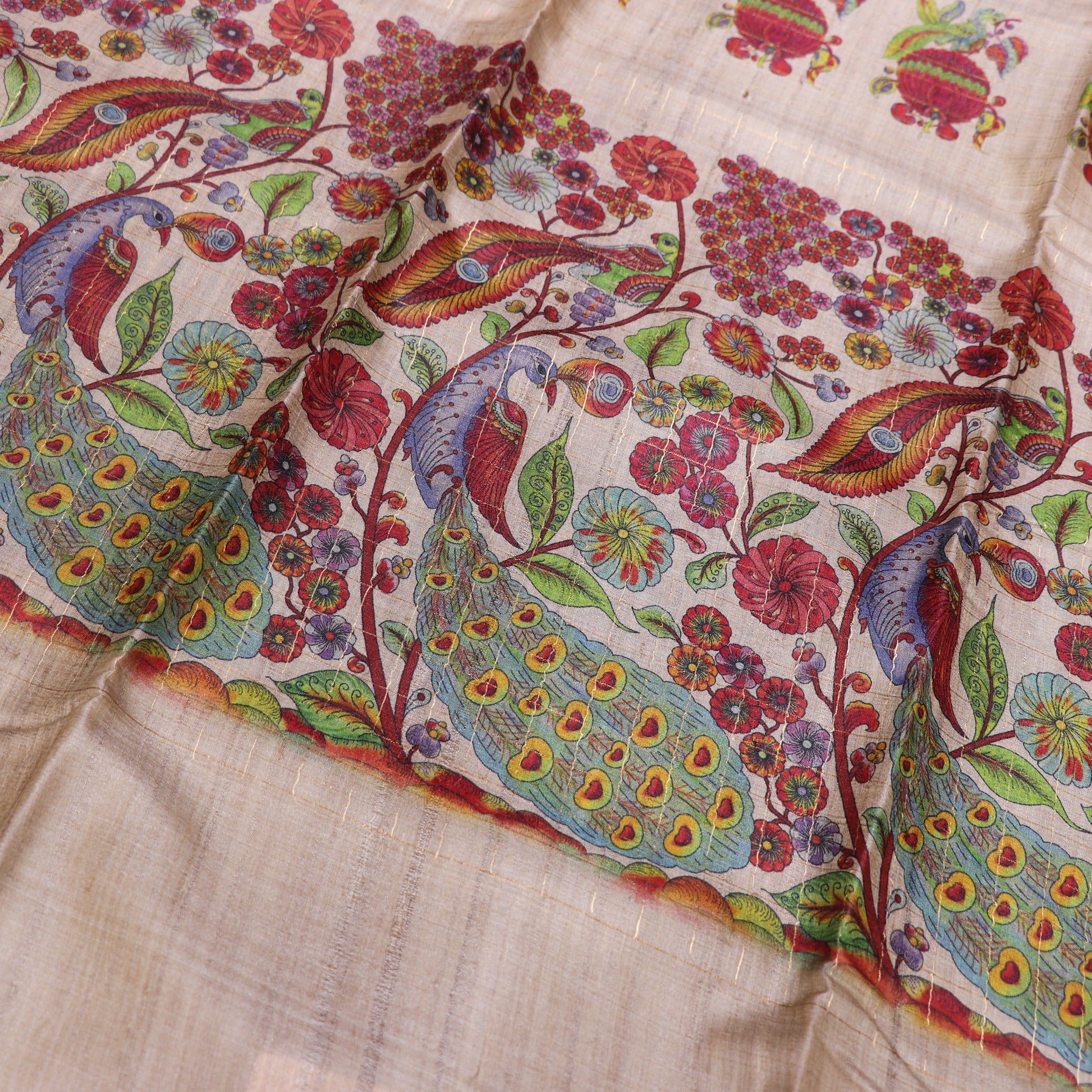 Tussar half  White Saree - Vaishali Silks