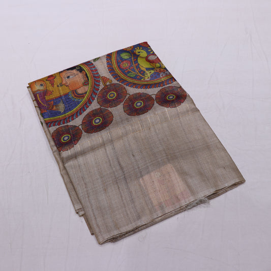 Tussar half White  Kalam kariSaree - Vaishali Silks