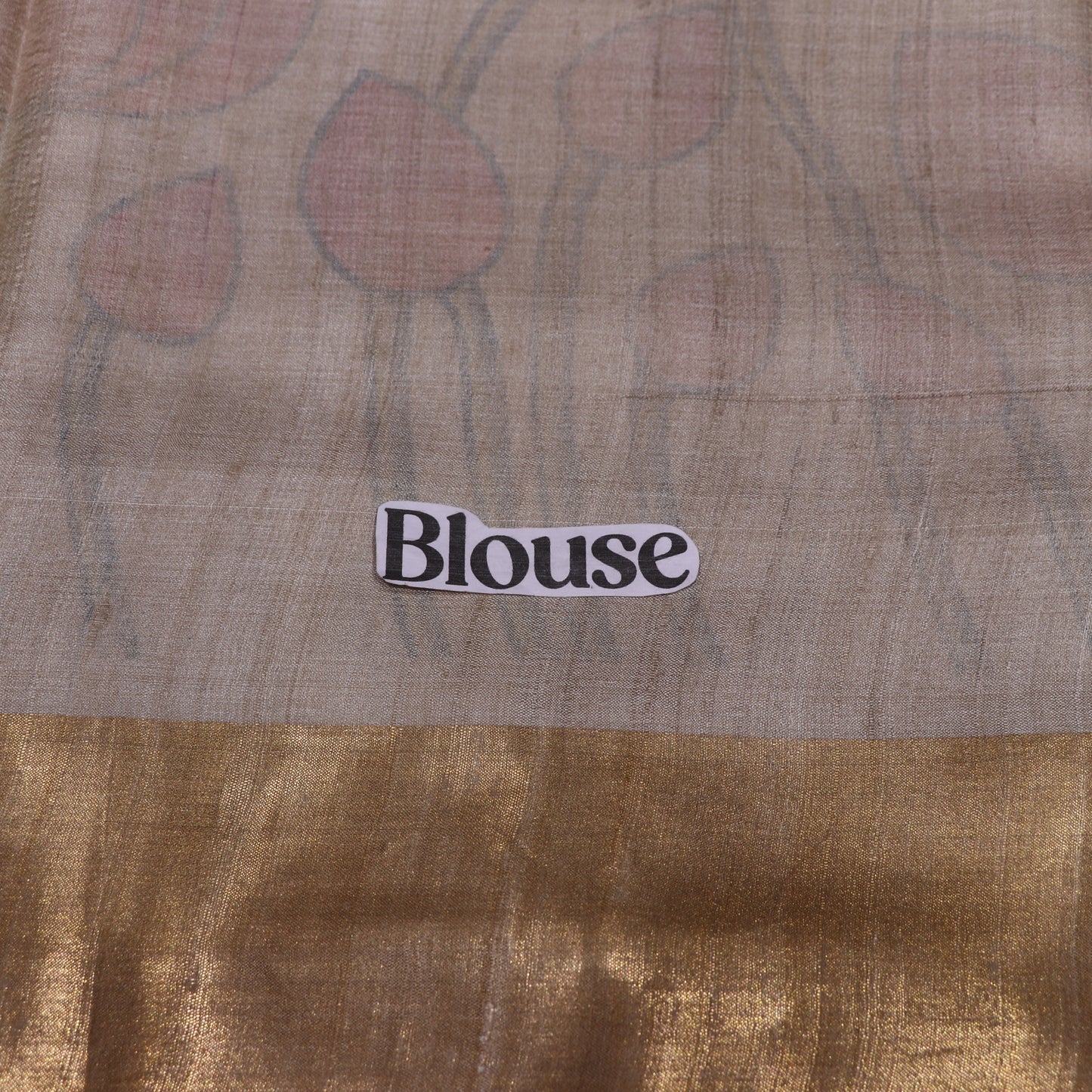 Tussar half  White Kalam  KariSaree - Vaishali Silks