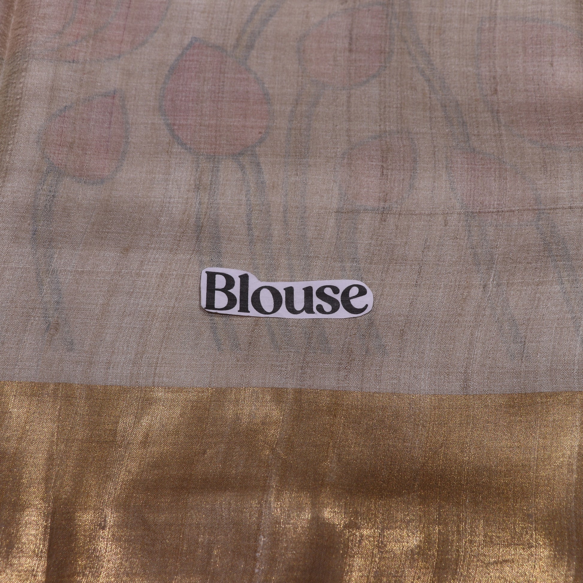 Tussar half  White Kalam  KariSaree - Vaishali Silks