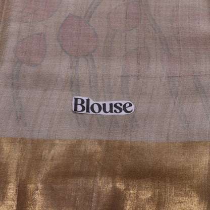 Tussar half  White Kalam  KariSaree - Vaishali Silks