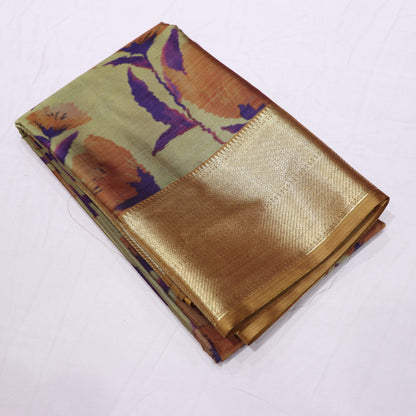 Printed  Silk Mustard - Vaishali Silks