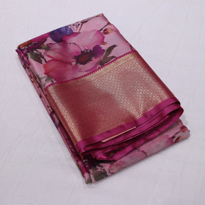 Printed  Silk Pink Colour - Vaishali Silks