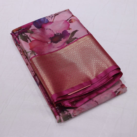 Printed  Silk Pink Colour - Vaishali Silks