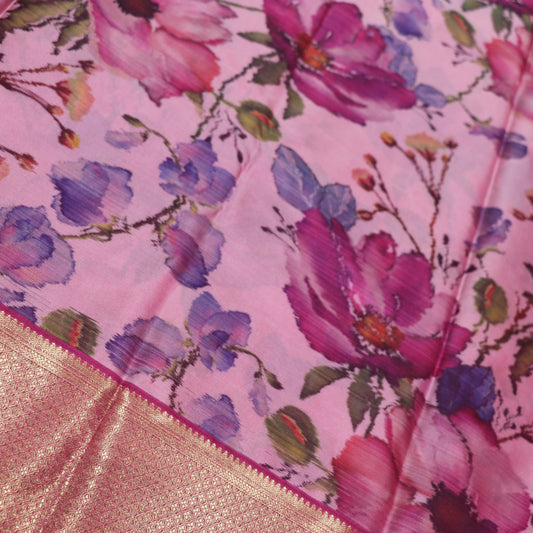Printed  Silk Pink Colour - Vaishali Silks