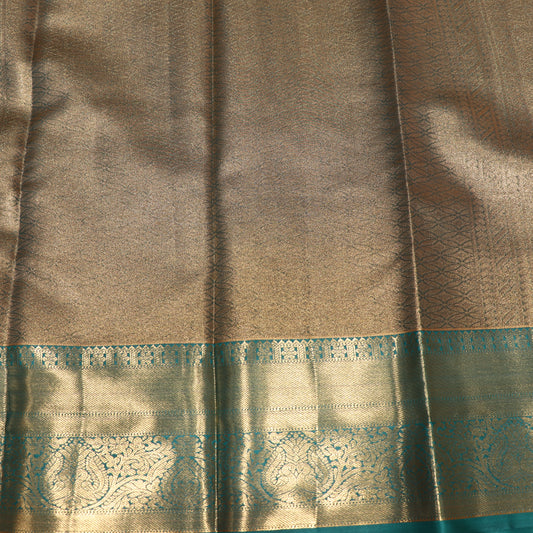 Tissue Saree  Peach With  Green Colour - Vaishali Silks