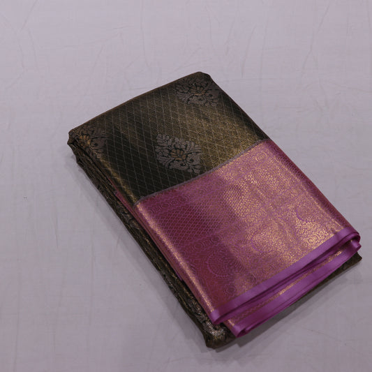 Tissue Saree  Green with  pink Colour - Vaishali Silks
