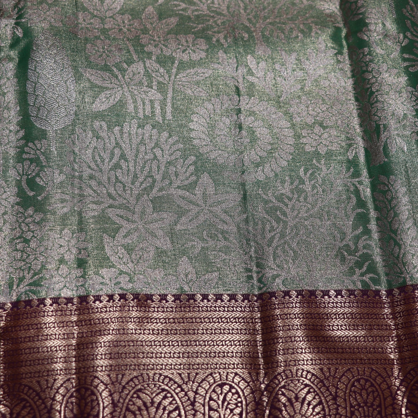 Tissues Silk  Saree Green With Maroon Colour - Vaishali Silks