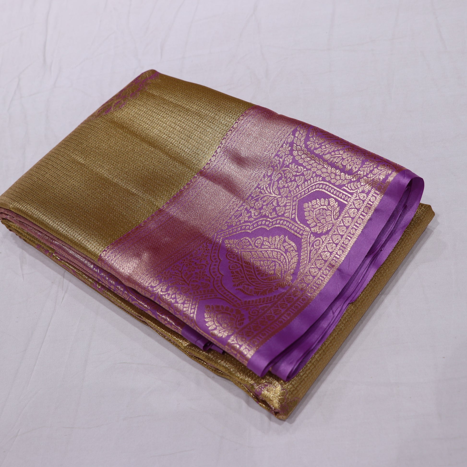 Tissues Silk  Saree  Gold With Pink - Vaishali Silks