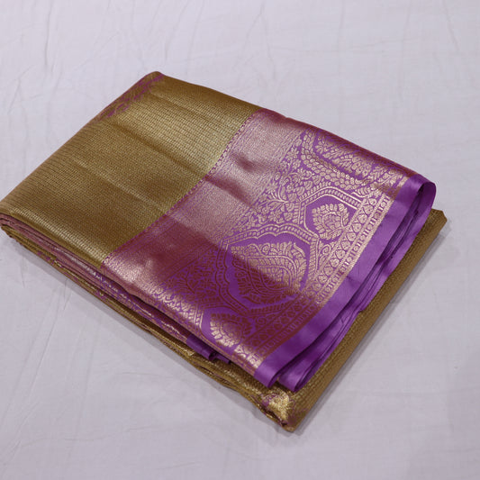 Tissues Silk  Saree  Gold With Pink - Vaishali Silks