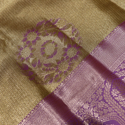 Tissues Silk  Saree  Gold With Pink - Vaishali Silks
