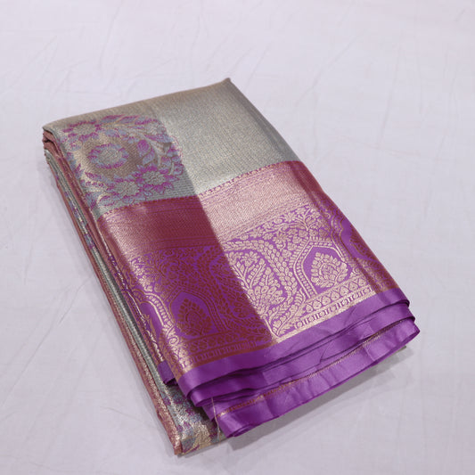 Tissues Silk  Saree Ight  Green  With Pink - Vaishali Silks