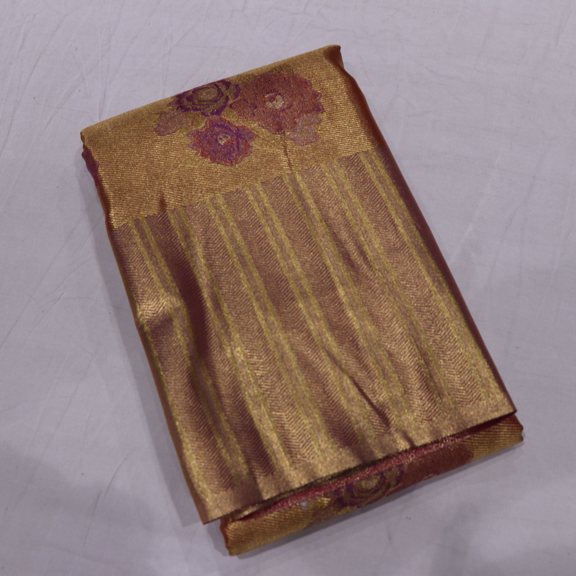 Pure Tissue Saree  Gold with pink - Vaishali Silks