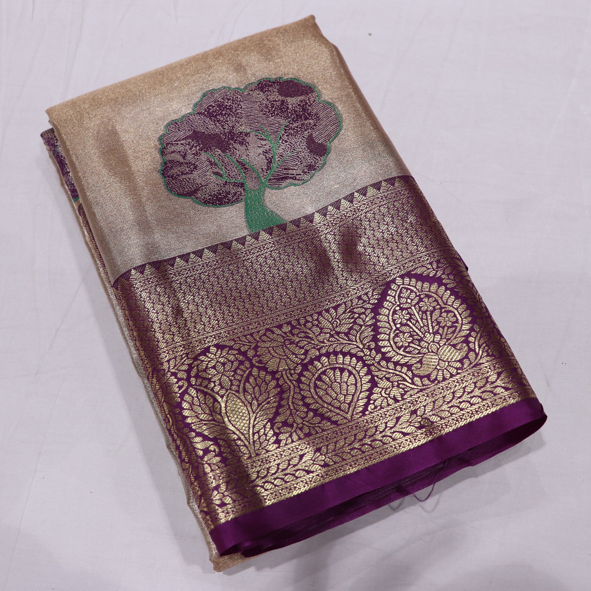 Pure Tissue Saree Gold  with Violte - Vaishali Silks