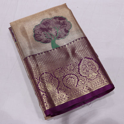 Pure Tissue Saree Gold  with Violte - Vaishali Silks