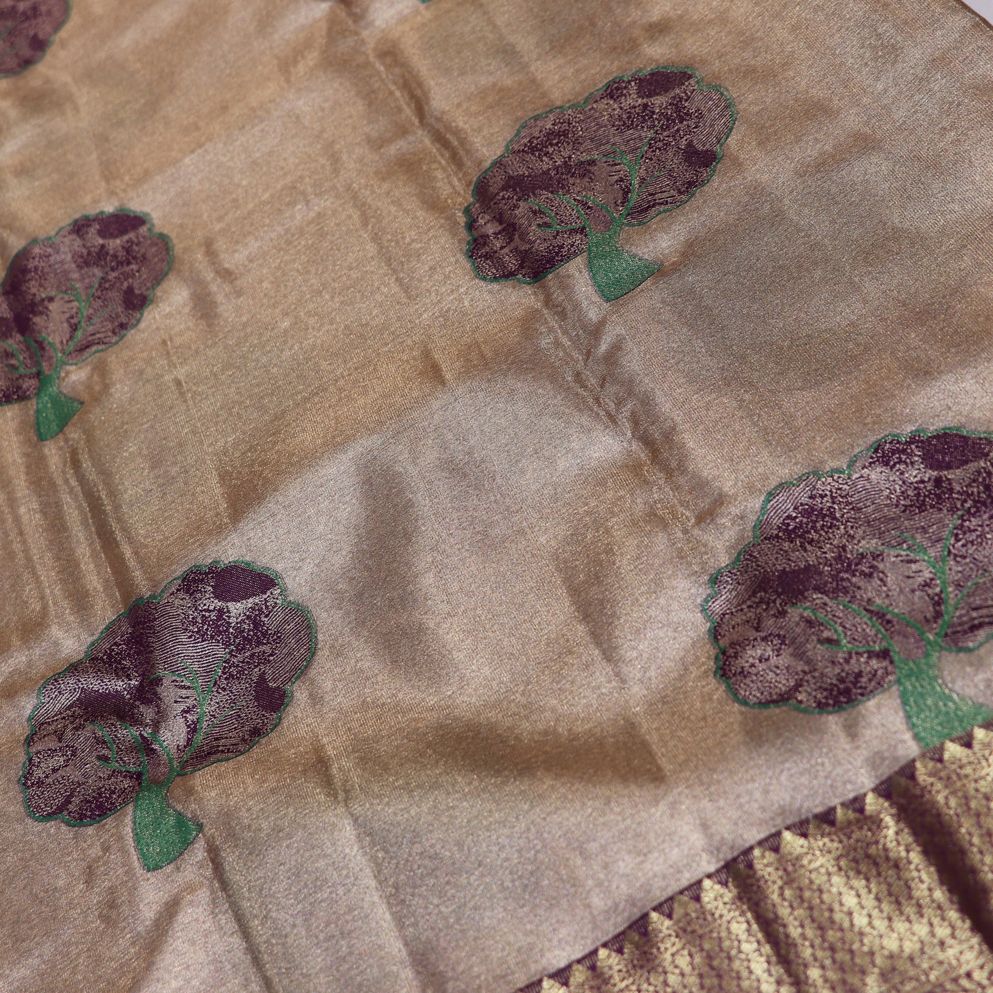 Pure Tissue Saree Gold  with Violte - Vaishali Silks