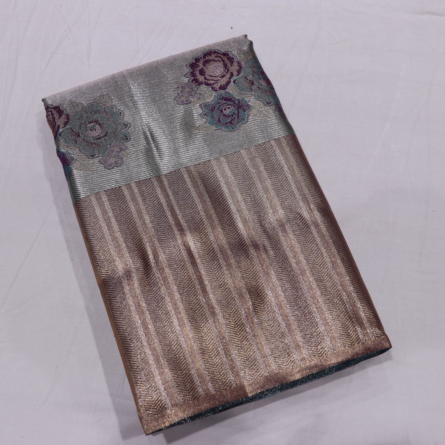 Pure Tissue Saree Green with  Red - Vaishali Silks