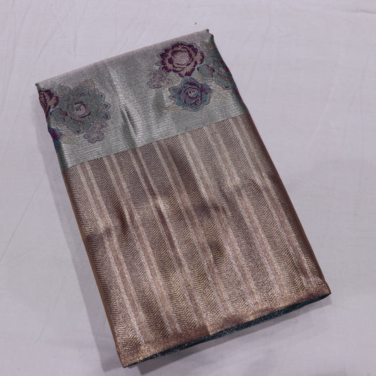 Pure Tissue Saree Green with  Red - Vaishali Silks