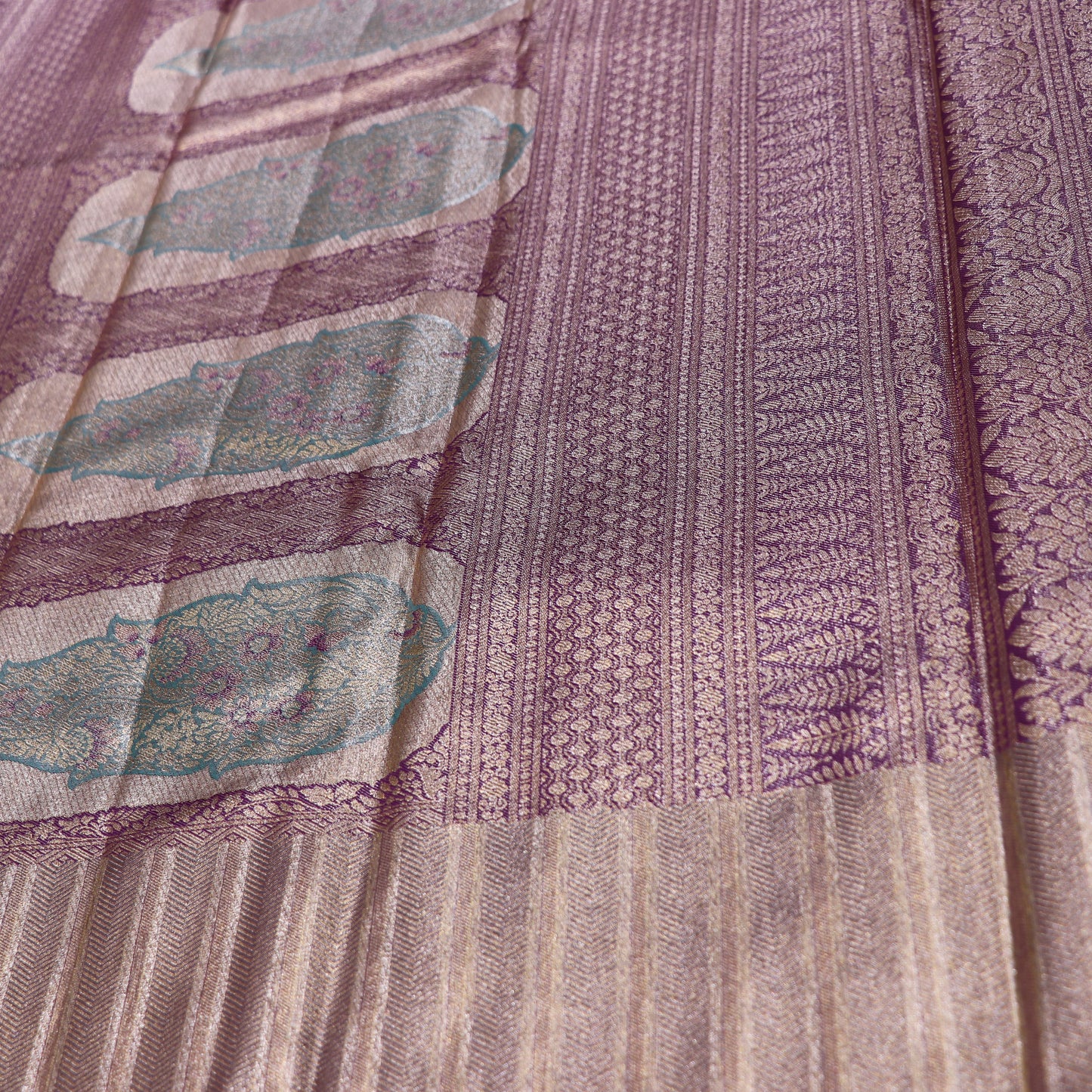 Pure Tissue Saree Green with  Red - Vaishali Silks