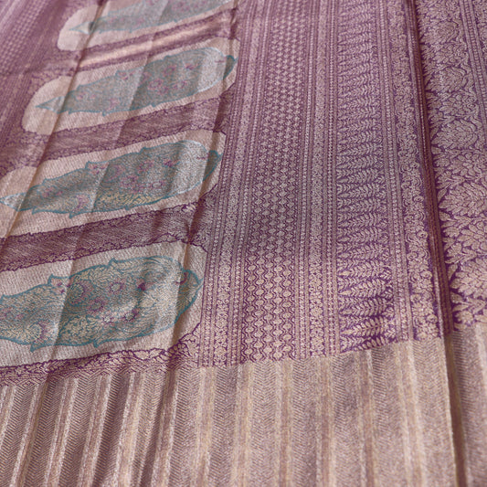 Pure Tissue Saree Green with  Red - Vaishali Silks