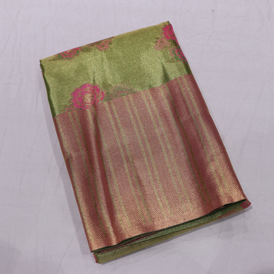 Pure Tissue Saree Green  with pink - Vaishali Silks