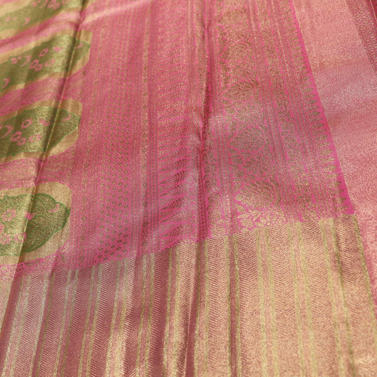 Pure Tissue Saree Green  with pink - Vaishali Silks