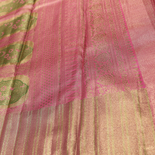 Pure Tissue Saree Green  with pink - Vaishali Silks
