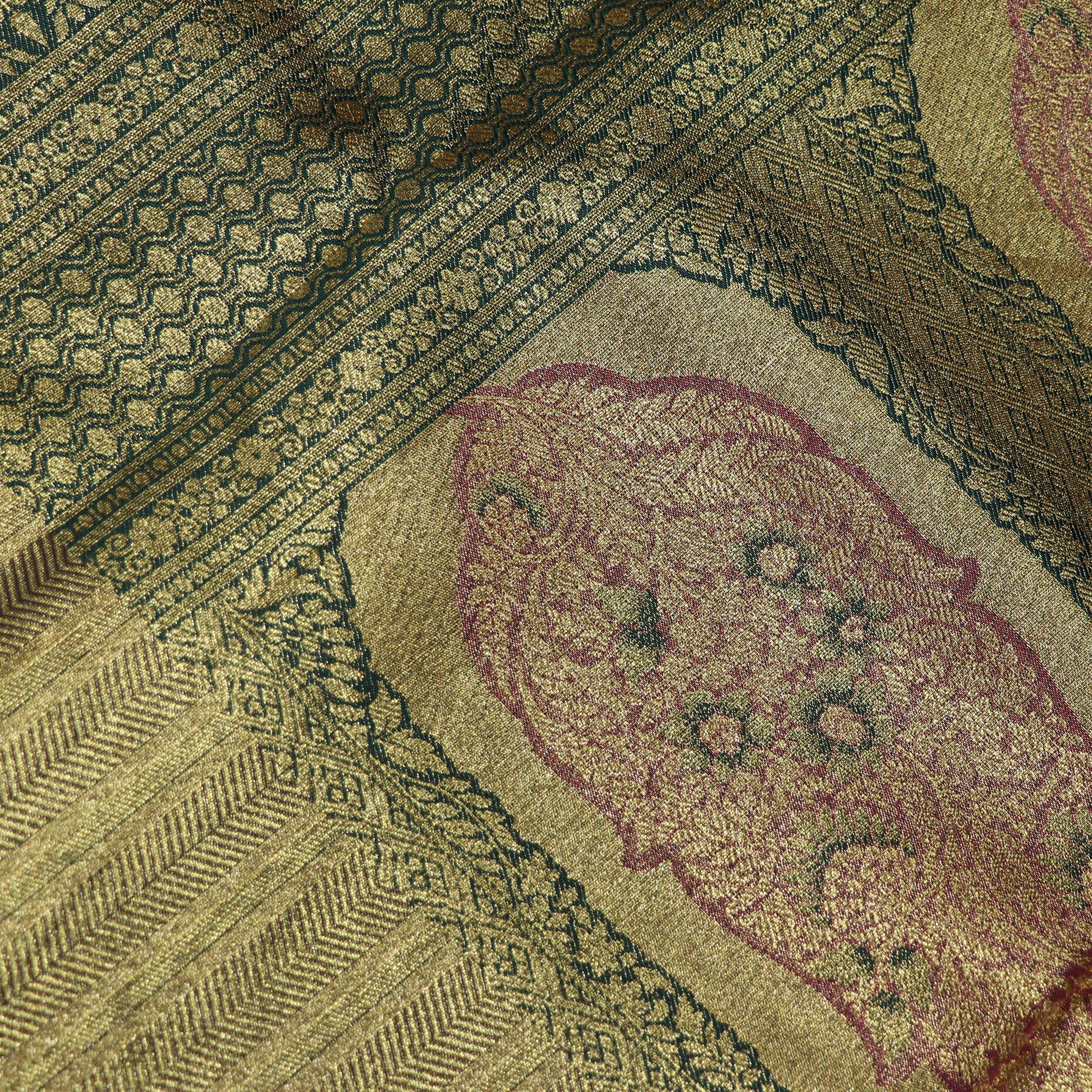 Pure Tissue Saree Gold  with Green - Vaishali Silks