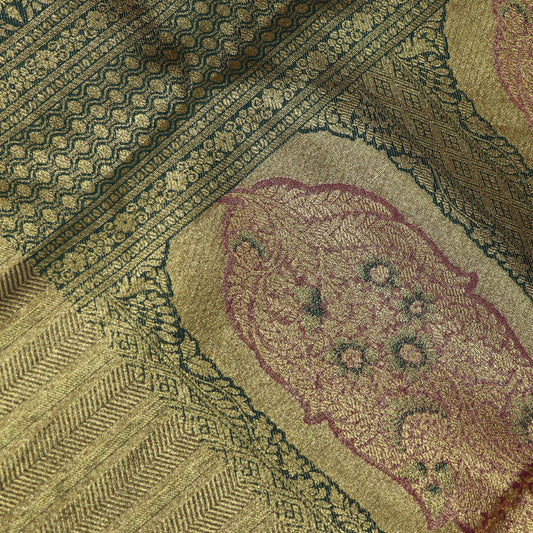 Pure Tissue Saree Gold  with Green - Vaishali Silks