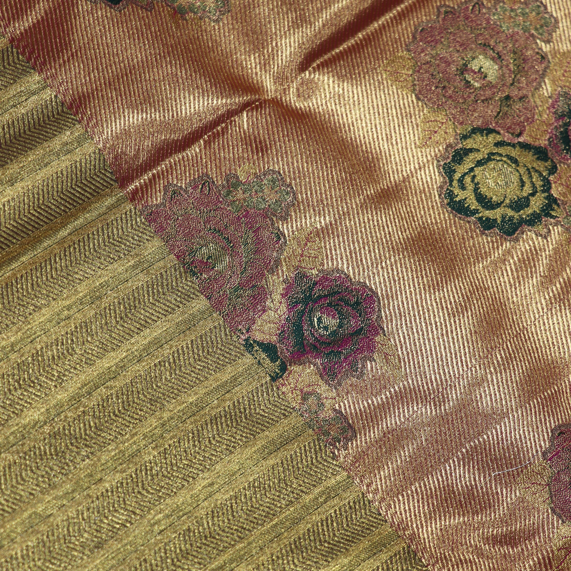 Pure Tissue Saree Gold  with Green - Vaishali Silks